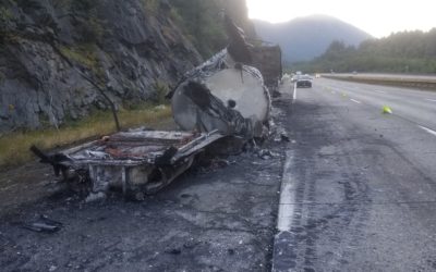 Burned Semi Trailer on I-90