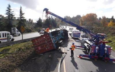 Semi-Truck Accident Recovery: Pro-Tow Lifts 90,000 lbs in Tukwila, WA