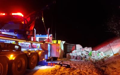 International Box Truck Recovery Overturned in Preston, WA on I-90