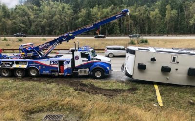 5Th Wheel Down and Over, Needing Heavy Duty Towing on Snoqualmie Pass